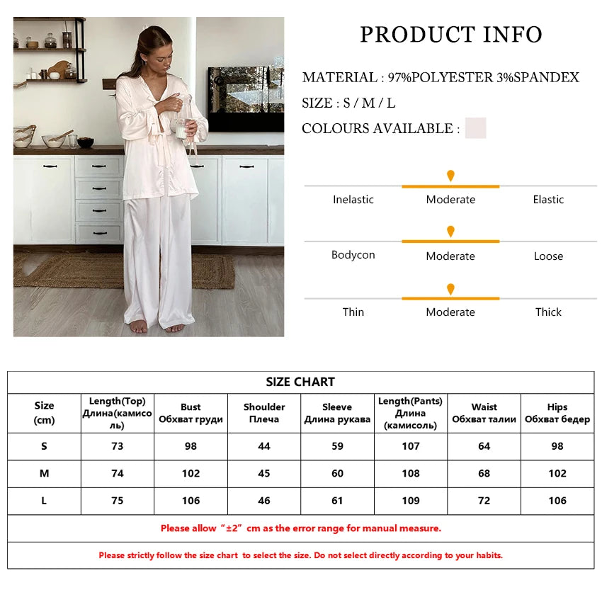 Marthaqiqi Home Clothes Ladies Sexy Turn-Down Collar Sleepwear Long Sleeve Nightgown Lace Up Pajamas Pants Female Sleepwear Suit