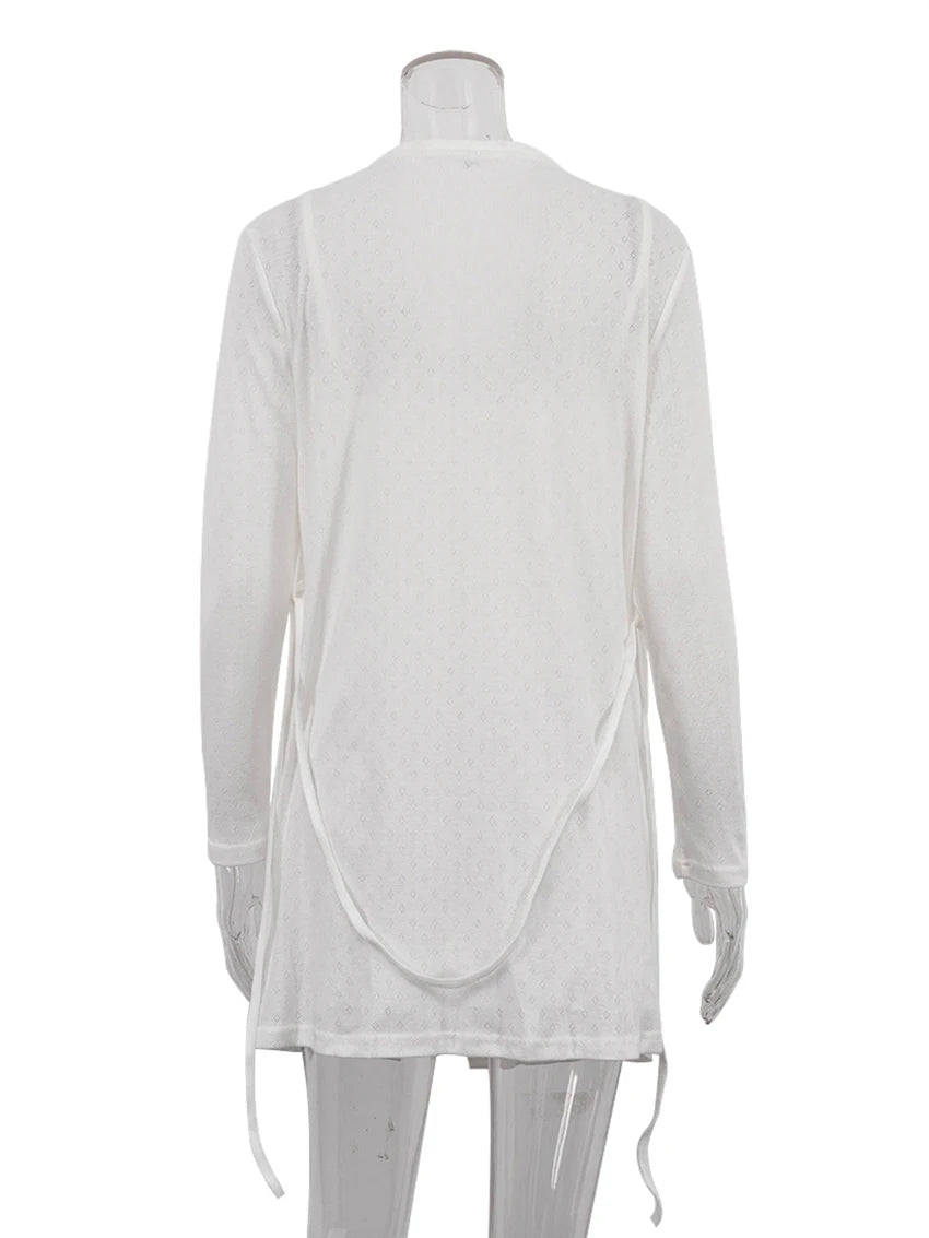 Marthaqiqi Casual Female Pajamas Set Long Sleeve Robe V-Neck Sleepwear Spaghetti Strap Nightie Mini Dress Women Nightgowns Suit