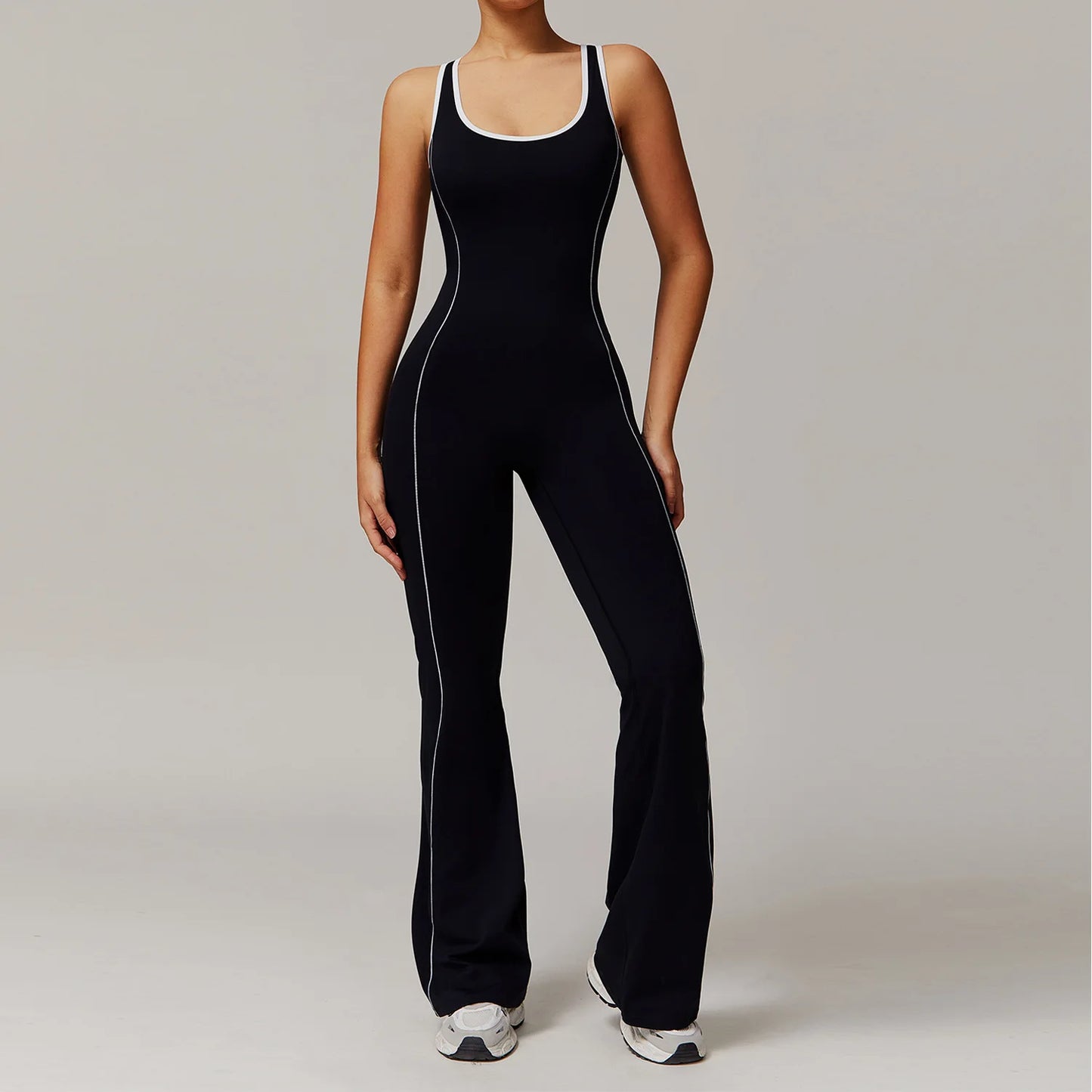 Sexy Backless Bodysuit Women's Set Tracksuits Fitness Sports Jumpsuit Yoga One-piece Suit Flared Pant Fast Dry Workout Clothes