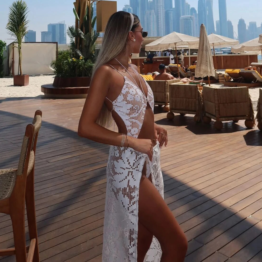 2Pcs Halter Swimsuit With Lace Skirt Sexy Women Bikini Hollow Swimwear Push Up Biquini Female Bathing Suit Slimming Beachwear