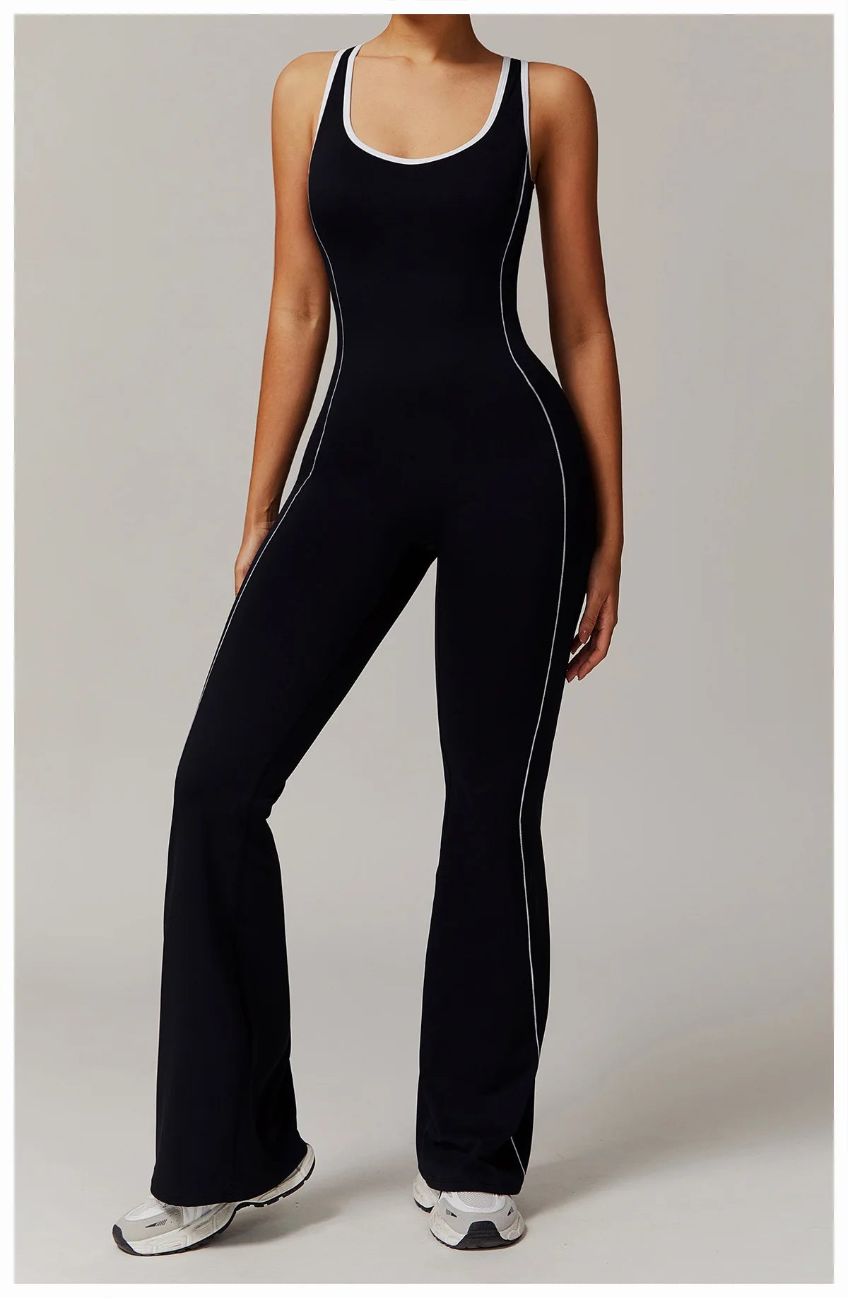 Sexy Backless Bodysuit Women's Set Tracksuits Fitness Sports Jumpsuit Yoga One-piece Suit Flared Pant Fast Dry Workout Clothes