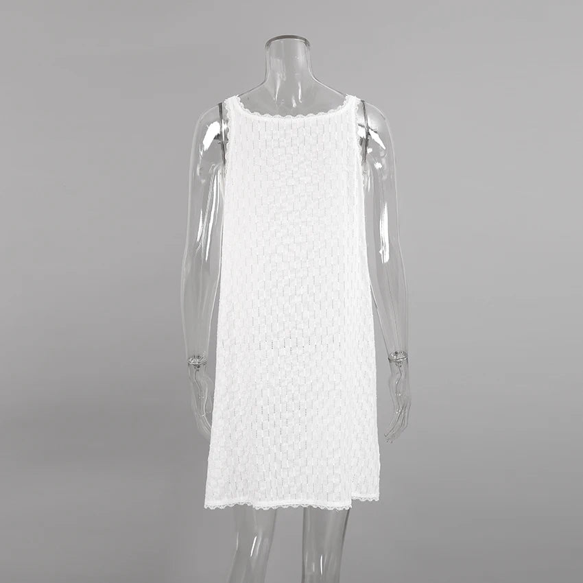 HiLoc 2025 Elegant Lace Short Robe Summer Casual Sleeveless White Dress Sleepwear Female Home Solid Lace-Up Robe Spring Pajamas