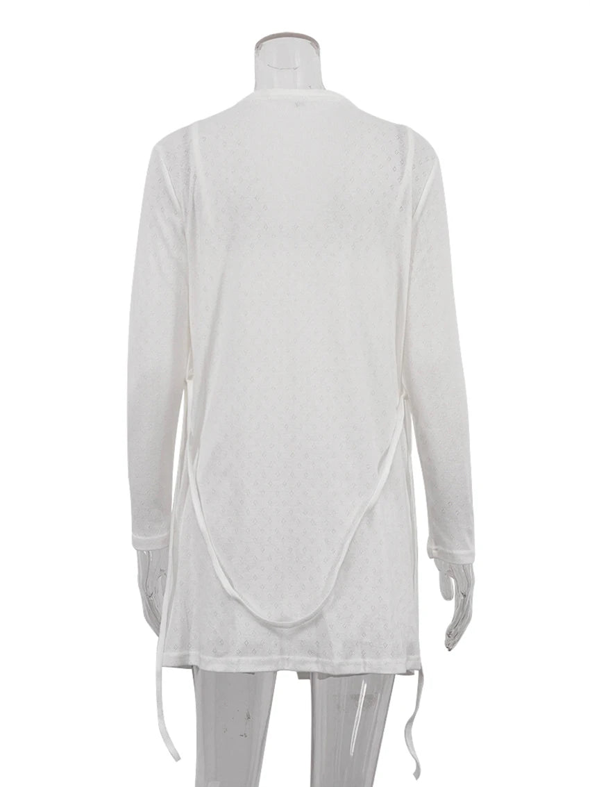 Marthaqiqi Casual Female Pajamas Set Long Sleeve Robe V-Neck Sleepwear Spaghetti Strap Nightie Mini Dress Women Nightgowns Suit