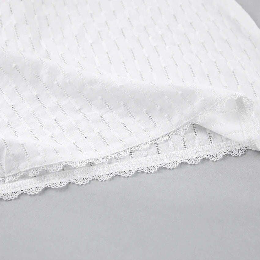 HiLoc 2025 Elegant Lace Short Robe Summer Casual Sleeveless White Dress Sleepwear Female Home Solid Lace-Up Robe Spring Pajamas