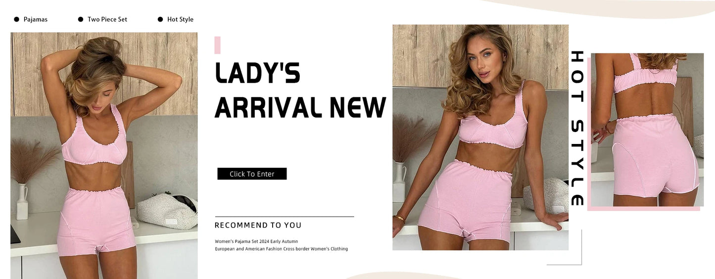 Marthaqiqi White Ladies Sleepwear Suit Tank Tops Pyjamas Spaghetti Strap Pajamas Crop Top Pajama Pants Causal Female Nightie Set